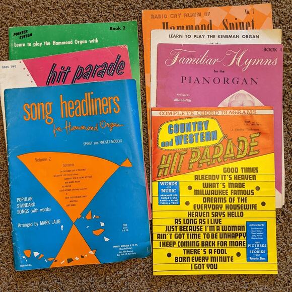 Vintage 1950s-1970s Sheet Music Country Western, Hammond Organ, Hit Parade - Picture 1 of 14